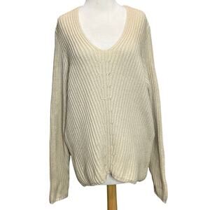 Acne Studios Deborah Wool Sweater Womens XS Beige Tan Ribbed Oversized Slouchy